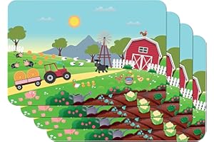 Venilia Tischset Kids Bauernhof, Malunterlage, Zeichenunterlage, Platzset für Esszimmer, lebensmittelecht, 45 x 30 cm, 4 Stück, 59112