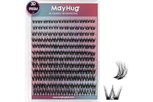 ‎MAYHUG Mayhug Wimpern Extensions 3D Effekt Einzelne Wimpern 144 Pcs D Curl Cluster Lashes Fluffy 8-18mm DIY Natürliche Wimpern Fake Lashes(Prism)