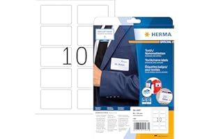 ‎HERMA HERMA 4587 Namensetiketten ablösbar, 10 Blatt, 80 x 50 mm, 10 pro A4 Bogen, 100 Stück, selbstklebend, bedruckbar, rückstandsfrei abziehbare Acetatseide Namensaufkleber Etiketten, weiß