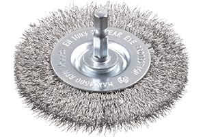 ‎KWB kwb SCHEIBEN-BÜRSTE aus Edelstahl-Draht - Ø 75 mm für Metall und Stein - Drahtbürste für Bohr-Maschine inkl. E6.3 Sechskant-Schaft