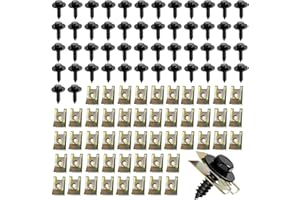 CafullCon 100 Stück Blechmutter Schraube Mutter Clip Kit, Karosserie Klemmen Schnappmutter Set, 36 Sätze Edelstahl Feder Blechnmutter und U Typ Karosserieschrauben für Auto Motorrad