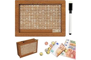 Huiyuenuo Spardose 2000 Euro mit Zahlen Ankreuzen, Spardose mit Zähler, Retro Sparbüchse Aufbewahrungsbox, Geldsparbox, Wiederverwendbare Sparbox für Hilft Erwachsene und Kindern Gewohnheit Zum Sparen