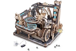 ROKR 3D Puzzle Erwachsene Elektrische Kugelbahn,Marble Spaceport 3D Wooden Puzzle,Night City 2.0,Geschenkidee für Männer(LGC01)