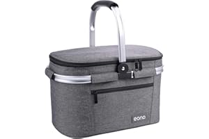 Eono by Amazon - 2 personas 22L Picnic Basket, cesta aislada, bolsa de refrigeración para exteriores