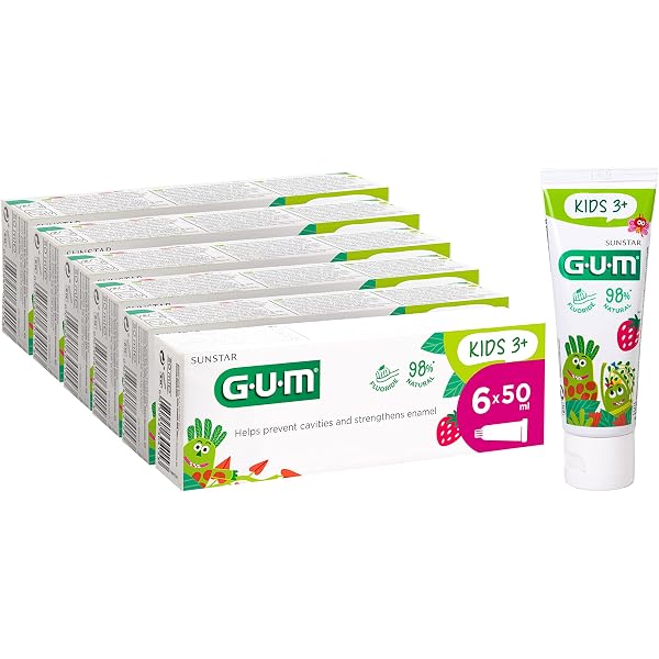 GUM Junior Zahnpasta Erdbeer-Geschmack – Für Kinder Ab 3 Jahren, 2 X 50 Ml, Mit Fluorid