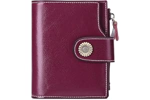 SENDEFN Small Women Wallet Genuine Leather RFID Blocking Bifold Small Purse with Zipper Pocket