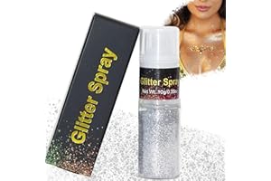 HTRUIYATY Spray Paillette Cheveux et Corps,Glitter Makeup Spray Poudre Ultrafine pour Paillettes Visage Festival Maquillage Paillette Fête Vetement Argent