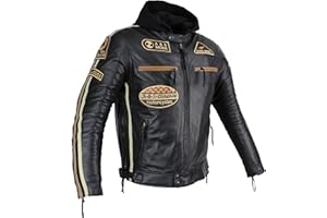 EURO STARS Motorrad Lederjacke Herren Lamm Lader Biker Custom Vintage Jacke Herren Freizeit Protektoren Motorcycle Jacket Hoodie