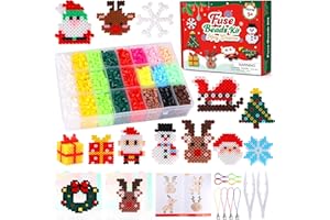 Pllieay 4300PCS Christmas Fuse Beads Kit, 5MM Melty Beads Set, Iron Melting Beads with Pegboards,Ironing Paper and Keychain Accessories, Arts and Crafts Set for Kids Boys Girls Christmas Birthday Gift