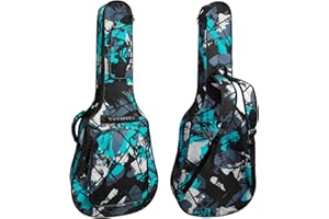 HOHIYO Gitarrentasche Full Size, 39 40 41inch Akustikgitarre Gig Bag, 15mm dick gepolstertes Gitarrenetui wasserdicht mit Zwei Taschen Verstellbarer Schultergurt, Halsschutzgurt