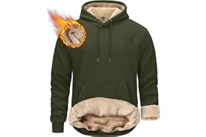 KEFITEVD Męska Polaru Kapturem Bluza Zimowy Długim Rękawem Przednia Kieszeń Sweter Termiczna Gruba Bluza Kapturem