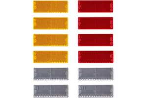 BEIJISTAR Trailer Reflectors Kit, 4x Red 4 x Yellow 4 x White Rectangular Self Adhesive Reflectors, Reflectors for Gate Post Fence Trailer Truck RV Caravan