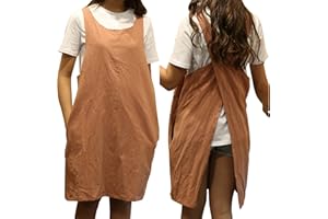 YushengTai Delantal De Estilo JaponéS, Delantal Sin Ataduras, Delantal De Tiras Cruzadas Con Bolsillos,Delantal De AlgodóN,Adecuado Para Cocina, ReposteríA, JardineríA, Pintura, CafeteríA,etc