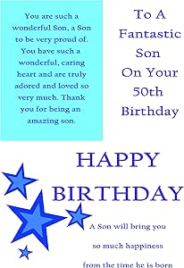 Son 50th Birthday Card with Removable Laminate: Amazon.co.uk: Office