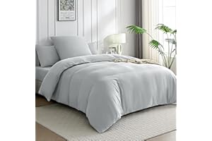 ‎JELLYMONI JELLYMONI Bettwäsche 135x200 Baumwolle Bettwäsche-Sets Hellgrau Oeko-Tex 100% Gewaschene Baumwolle Bettbezug mit Reißverschluss und Kissenbezug 80X80 mit Umschlag Weich 2-Teilige Bettwäsche