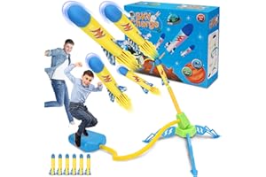 VCOSTORE Raketenspielzeug - Einzelne Kinder Outdoor-Rakete mit 6 Schaumstoffraketen,Outdoor Spielzeug Rakete Power Launcher Rocket Luftdruck für Jungen und Mädchen