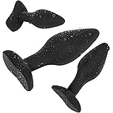 Belmalia 3x Plug Anal avec Pied Stable, Gode Silicone Triple Set Ø 30 Ø 40 Ø 45 mm pour Orgasmes Étonnants, Butt-Plug Noir