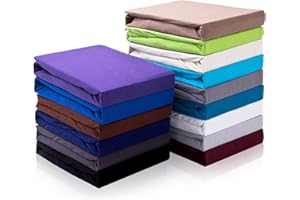 ‎HOMETEX PREMIUM TEXTILES Topper Spannbettlaken Spannbetttuch 180-200 x 200 cm, Bettlaken für Matratzentopper, 100% Baumwolle Jersey, Matratzen bis 10 cm, Oeko-TEX Made IN Green, Weiß