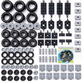 108 Pieces Technical Wheels and Tires Set | 108 Spare Parts with Wheels Rims and Axles for Construction Projects and Vehicles