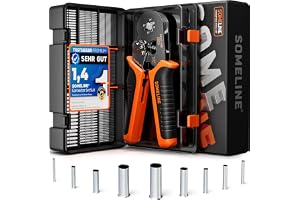 SOMELINE Krymptång Hylsa Set, Hylsor Crimp Tång 0,25-10mm² med 9 typer oisolerad av Kabelsko Set, Självinställande Crimptång
