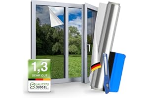 WindowShield® UV Protection Sun Protection Window Film, Inside or Outside Mirror Film, Self-Adhesive Silver Reflective Window Film, Residue-Free Sun Protection Film, 90 x 200 cm