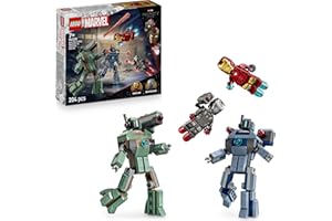 LEGO ǀ Marvel Iron Man & War Machine vs. Hammer Drones - Building Toy with 2 Minifigures & 2 Action Figures with Stud Shooters - Super Hero Gift for 7+ Year Old Boys - 76320