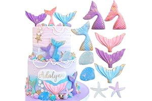 LaVenty Topper per torta Magica Sirenetta Decorazione per torta Under the Sea Topper per torta conchiglia Topper per torta coda di sirena Forniture per feste