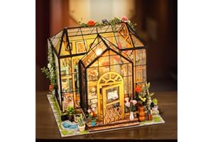 JONRRYIN Maison Miniature a Construire, Miniatur Haus Selber Bauen avec Lumière LED, Maquette Maison avec Meubles, Outils, Mini Maison Fleurie pour la Décoration de la Maison Cadeaux Créatifs (B)