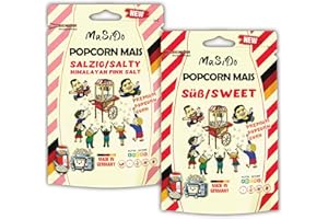 ‎MSD MASIDO MSD MaSiDo 1x süßes & 1x salziges (Himalaya-Salz) Premium Popcorn Mais aus Deutschland, Butterfly Mais Vorratspack, ohne Gentechnik, vegan, glutenfrei, laktosefrei (1x 0,5 kg salzig & 1x 0,5 kg süß)