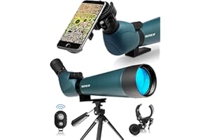 CREATIVE XP Spotting Scope with Tripod 20-60x80mm - BAK 4 Prism Spotting Scopes for Target Shooting Hunting Astronomy Bird Watching - 100% Waterproof Shockproof IP67 - Phone Adapter and Clicker