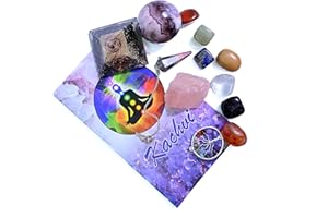 KACHVI Cristales curativos Piedras curativas Curación 7 piedras naturales de chakra caídas/meditación Kit de curación de cristal de 13 piezas, bola de amatista para dinero energético