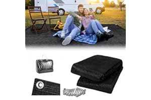 Sonnewelt Tapis d'auvent, Tapis de Camping de qualité supérieure, Respirant, Antidérapant, Lavable, Tapis de Sol Camping avec 12 Trous, 13 Piquets et Sac De Transport