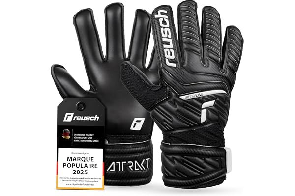 Reusch Attrakt Solid Junior Gants de Gardien de But|Enfants 5–16 Ans|Grip Solide avec Latex|Tenue Confortable et Bande 360°|Respirant et Robuste|Entraînement et Match
