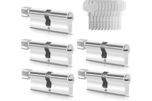 GERCAR 5 cilindros de cierre uniforme 35/35, incluye 25 llaves de 70 mm, cerradura de cilindro con función N+G, juego de 5 unidades, longitud: 70 mm A: 35 B: 35