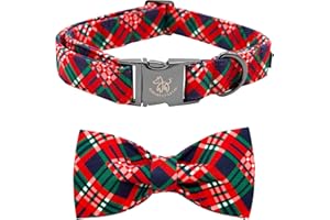 Elegant little tail Obroża dla psa, na Boże Narodzenie, czerwona w kratkę, na urlop, dla zwierząt domowych, obroża dla zwierząt domowych, dziewcząt, chłopców, dla średnich psów