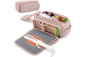 Yarwo Reisetasche für Glätteisen, Aufbewahrungstasche für Haarglätter, Haarstyling Geräte, Handtasche für Styling Zubehör, Rosa