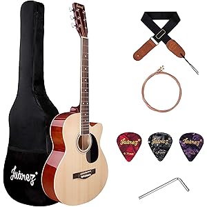 JUAREZ Arpeggio 39 Inch Acoustic Guitar Kit, JRA39SR-NAT Spruce Top, Rosewood Fretboard & Bridge, Truss Rod, Chrome Die Cast Machine Tuners, Natural