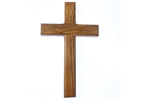 Yasirona Shalom 8" 20cm solid genuine olive wood wall hanging cross Christian gift hand carved