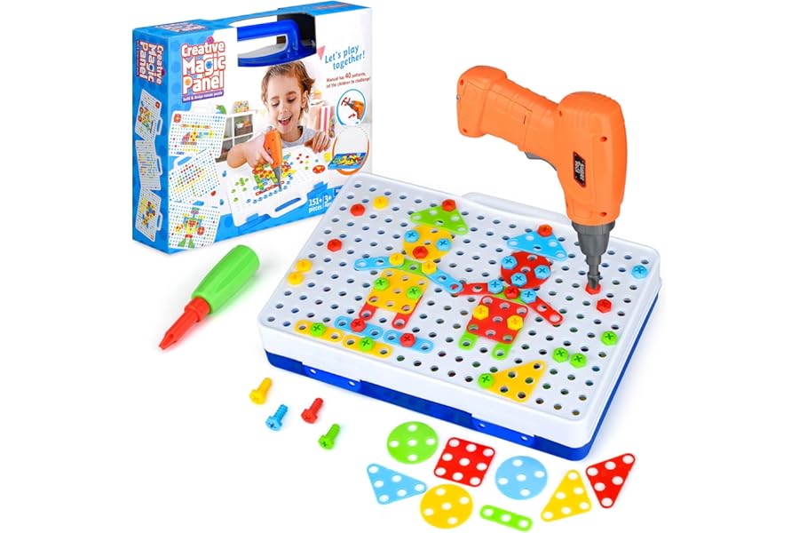 TI-TOO 3D Take Apart Toy for Kids Puzzle Constructions Toy for 3 4 5 Years Old Boys Creative Assembly DIY Construction Building Kit Drill Puzzle Play Set with Storage Box