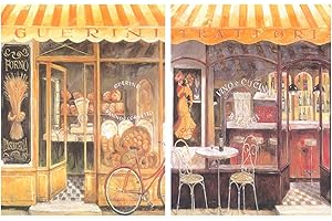 DCINE Cuadro Decorativo trattoria/panadería. Placas de Madera. Set de 2 Cuadros de 19 cm x 25 cm x 4 mm unid. Adhesivo FÁCIL COLGADO. Adorno Decorativo. Decoración Pared hogar/Cocina/Restaurante/cafetería