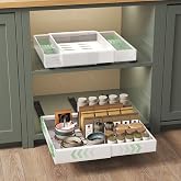 NETEL Set of 2 pull-out drawers for kitchen, pull-out tray cupboard | Extendable Pull-Out Cabinet Organizer, Kitchen Telescop