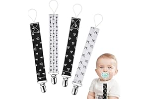 HONGXIN-SHOP Pacifier Clips Cotton Teether Soother Chain Stylish Printing Dummy Clips for Baby Infant Toddler 4 Pack