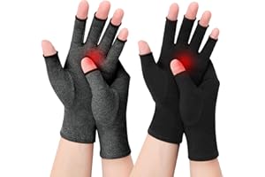 Kiiwah 2 Pares Guantes Artrosis, Guantes De Compresión Artritis para Mujer Hombres, Guantes sin Dedos Alivian El Dolor de Rsi Tunel Carpiano, Dolor de Manos, Reumatoide, Sindrome de Raynaud