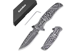 Aolegoo Navaja Plegable, Cuchillo Plegable con Clip, Navaja de Bolsillo, Caza, Camping Outdoor Secrurity (Cráneo)