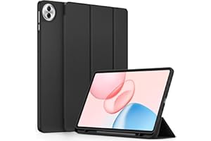 EasyAcc Custodia per Honor Pad 10 12.1 Pollici Tablet 2025 con portapenne, ultra sottile con funzione leggio Slim PU Custodia protettiva in pelle (nero)