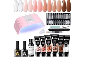 UR SUGAR Poly Extension Gel Kit Complet avec Lampe U V 36W, 6 Couleurs 15ml Ongle gel Kit Construction Ongle Tube Lot Ongle Gel Kit Complet Manicure Kit avec Base et Top Coat +48 Faux Ongles