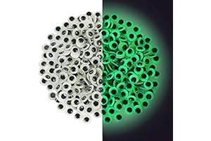 UPINS Wiggly Eyes, Self-Adhesive, Pack of 300, Wiggly Eyes, 8 mm, Plastic, Googly Eyes, Self-Adhesive, Luminous Wiggly Eyes for Crafts, DIY, Halloween, Christmas