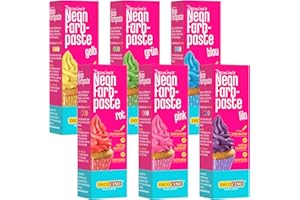 ‎DECOCINO Decocino Neon Lebensmittelpaste 6er Set – hochdosierte Lebensmittel-Farbe – zum Einfärben von Kuchen, Torten, Muffins, Cupcakes – geschmacksneutral