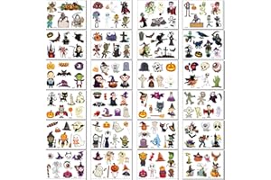 FLYFTREY 24 Fogli Tatuaggi per Bambini, Halloween Tatuaggi Temporanei Set, Ragazzo Ragazza Impermeabile Finti Adesivi Tatuaggi Decorazioni Forniture Giocattoli Cosplay per Feste di Halloween