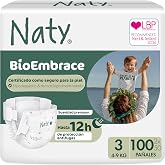 Naty BioEmbrace Baby Diapers, Size 3 (4-9 kg), Pack of 100 | Hypoallergenic for Sensitive Skin, Up to 12 Hours Leak Protectio